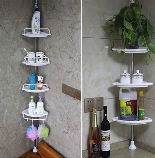 Étagère d’angle télescopique pour salle de bain – rangement multi-niveaux