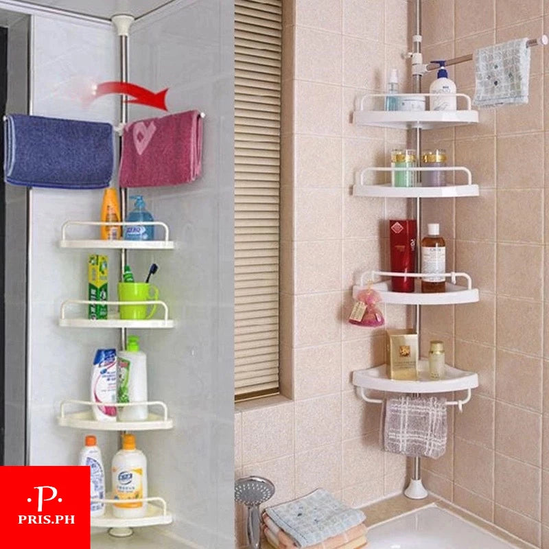 Étagère d’angle télescopique pour salle de bain – rangement multi-niveaux